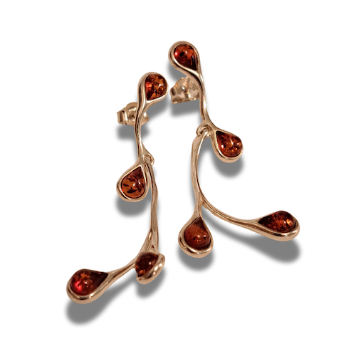 Click to view detail for HW-4067 Earrings, Dangle 4 Amber Teardrops; Posts $46